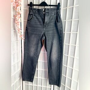 American Eagle gray washed paperbag waist jeans